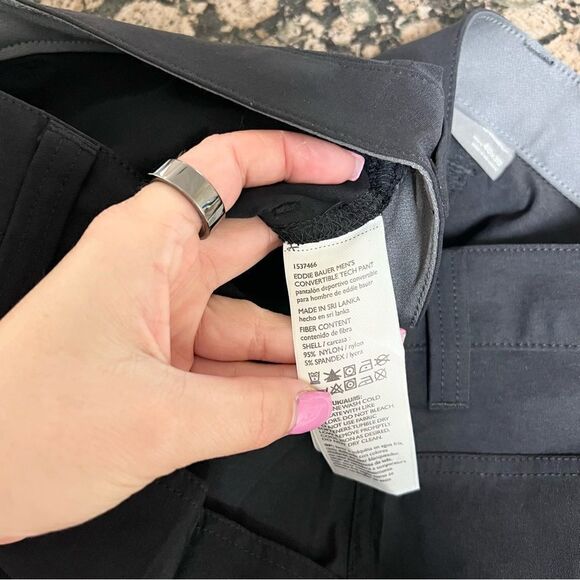 Eddie Bauer Convertible Tech Pant Mens Size 40x30 Hiking Black Stretch Nylon - Picture 4 of 5